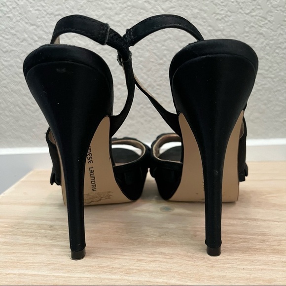 Chinese Laundry Black Ruffle Strap Stiletto Heels 5 - Picture 3 of 6